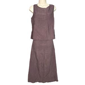 J Jill 100% Silk Tank & Skirt Set Size 14 Mauve Brown Y2K Minimalist Cottagecore